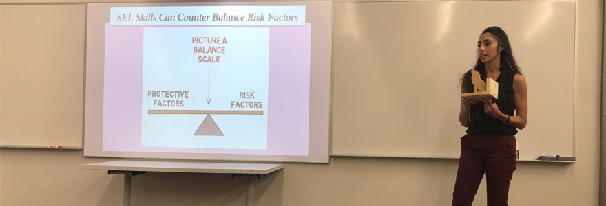 Amanda Kerry defending her doctoral dissertation in August 2019.